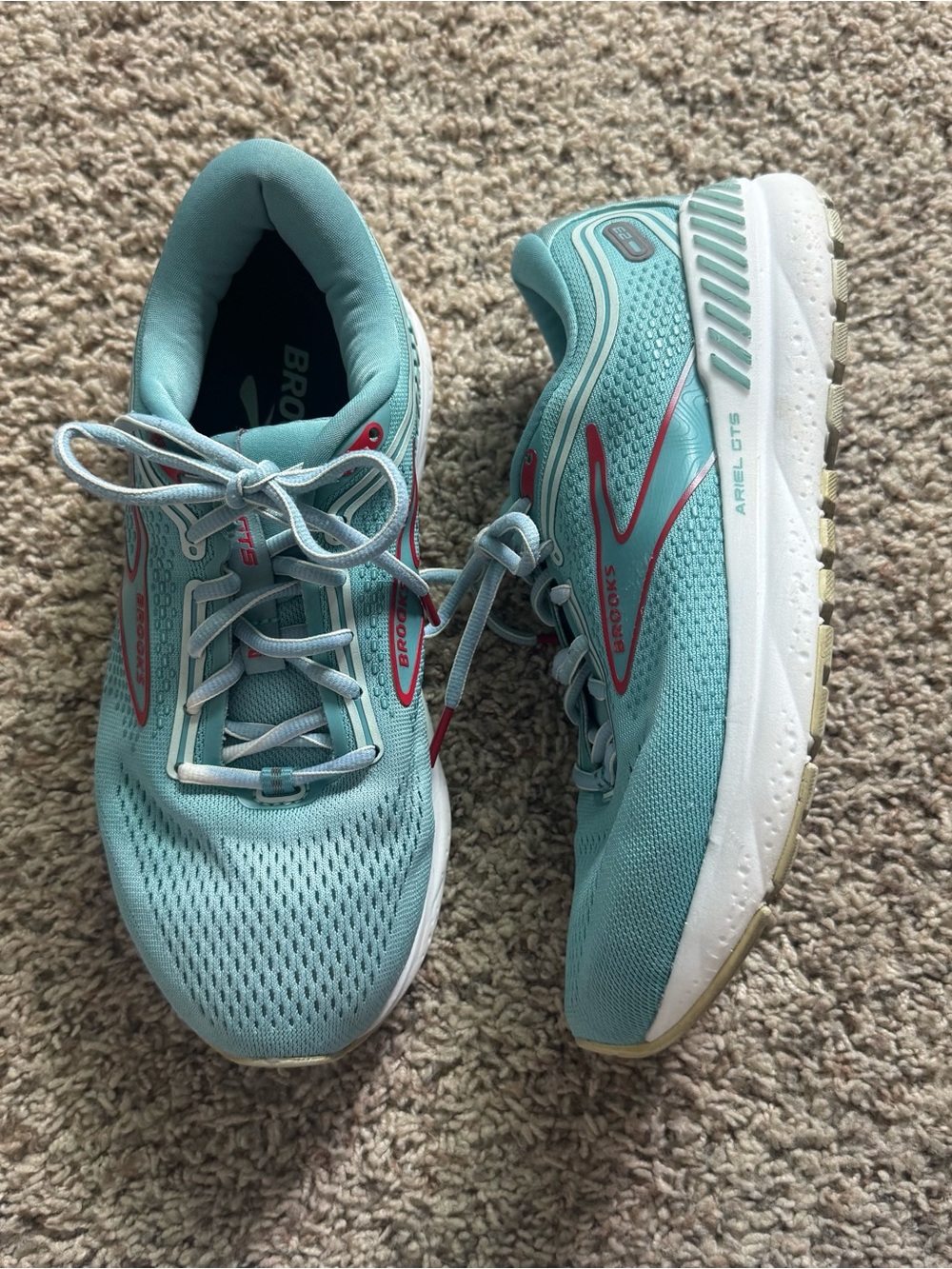Brooks Ariel GTS 23 Running Shoes Womens Size 8.5 Wide D Teal Blue Excellent